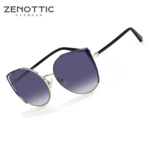 ZENOTTIC 2023 Women Fashion Oversize Cat Eye Sunglasses Ladies Luxury Brand Design Shade Alloy Cateye UV400 Sun Glasses