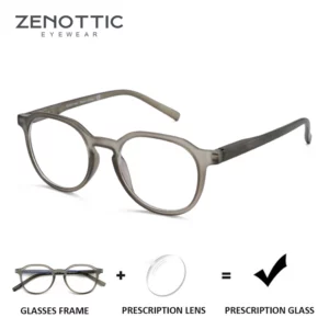 ZENOTTIC Fashion Round Prescription Glasses Men Circular Myopia Eyewear Women Hyperopia/Progressive Optical Eyeglasses